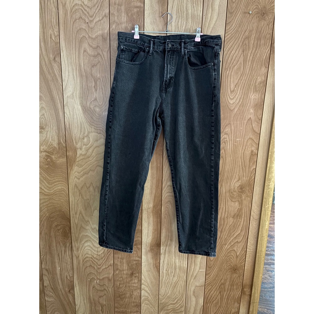 GAP Denim Relaxed Taper Jeans Mens 36x32 GapFlex Washed Black Tapered Leg